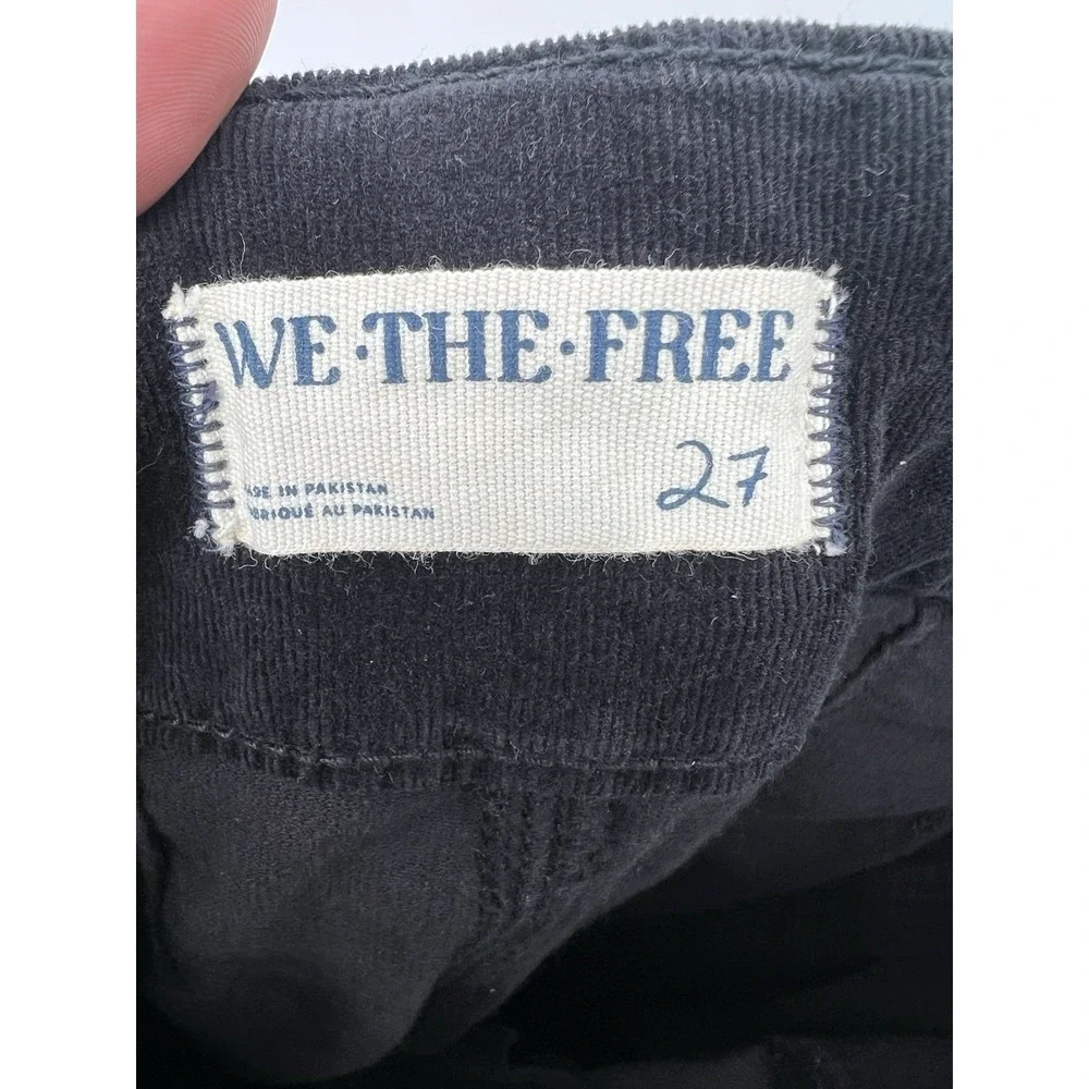 Free People Jayde Corduroy Flare Jeans Black High Rise Bell Bottom‎ Y2K Size 27